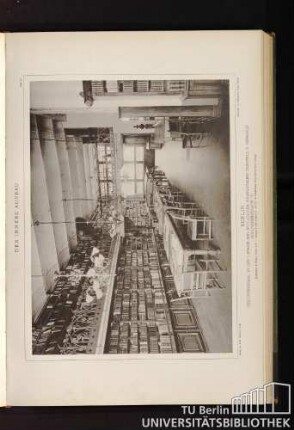 Der Innere Ausbau. Tafel 143. Berlin. Bibliothekssaal in der 1. Etage der Nicolaischen Buchhandlung (Borstell & Reimarus) Dorotheenstrasse 75.