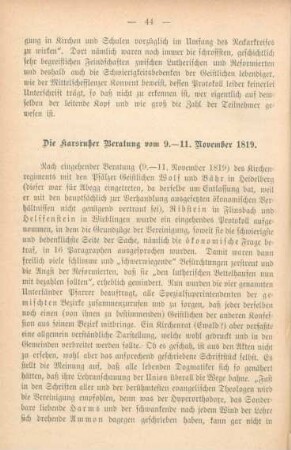 Die Karsruher Beratung vom 9. - 11. November 1819