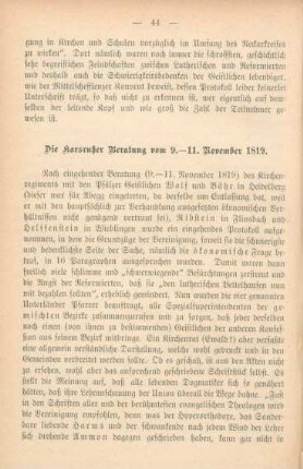 Die Karsruher Beratung vom 9. - 11. November 1819