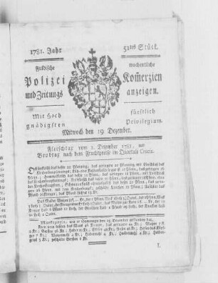 51tes Stück., Ausgabe vom 19. Dezember 1781