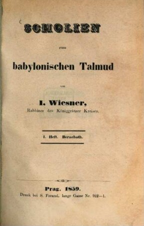 Scholien zum babylonischen Talmud. 1