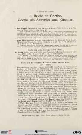 II. Briefe an Goethe. Goethe als Sammler und Künstler (Nr. 28-36)