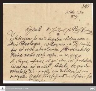 Auszug eines Briefes von August Hermann Francke an [Unbekannt ?].