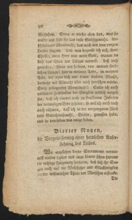 Vierter Nutzen, die Vergewisserung einer herrlichen Auferstehung des Leibes.