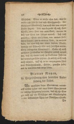 Vierter Nutzen, die Vergewisserung einer herrlichen Auferstehung des Leibes.