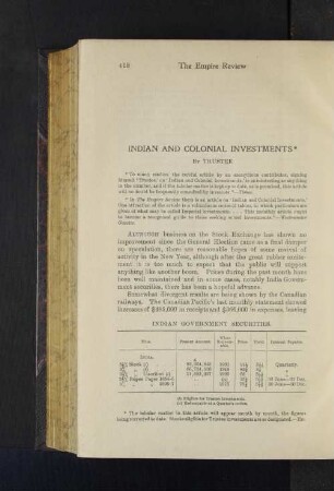 Indian and Colonial Investments