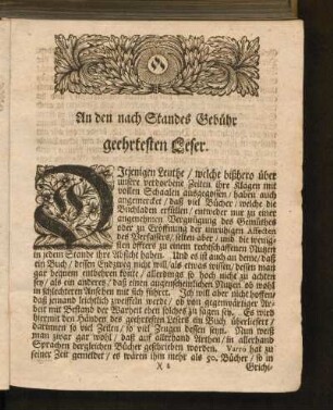 An den nach Standes Gebühr geehrten Leser