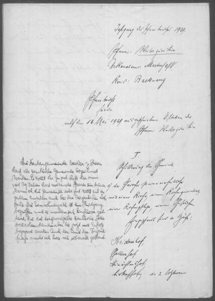 Weiler/Stein: Pfarrbericht 1939