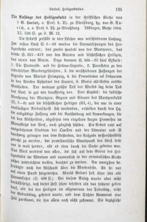 135-136 [Rezension] Lucius, Ernst, Die Anfänge des Heiligenkults in der christlichen Kirche