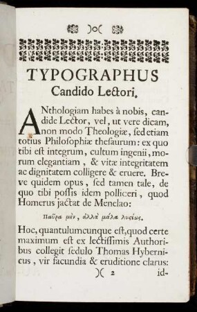 Typographus Candido Lectori.