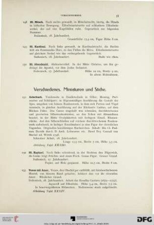 Verschiedenes. Miniaturen und Stiche (Nr. 151-160)