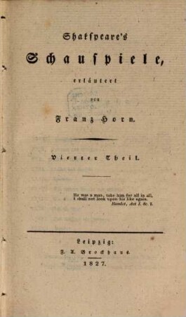 Shakspear's Schauspiele, Th. 4. Coriolanus. - Antonius und Cleopatra. - Verlorene Liebesmühe u.a.