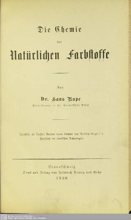 [1]: Die Chemie der natürlichen Farbstoffe