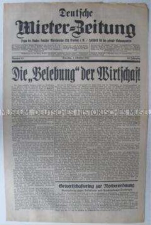 "Deutsche Mieter-Zeitung" zur allgemeinen Wirtschaftslage