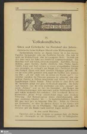 IX. Volkskundliches