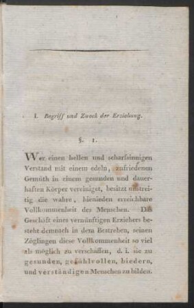 I. Begriff und Zweck der Erziehung