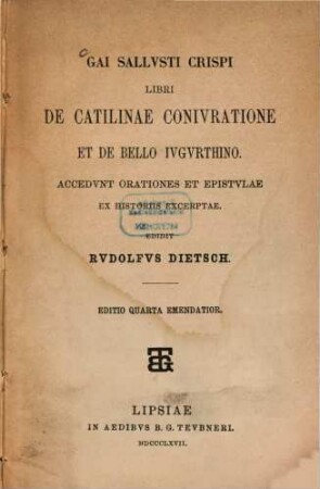 Gai Sallusti Crispi libri de Catilinae coniuratione et de bello Jugurthino