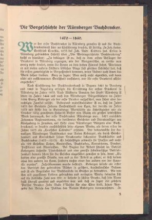 Die Vorgeschichte der Nürnberger Buchdrucker.