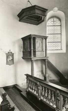 Röhrig. Dorfkirche St. Elisabeth, Inneres. Kanzel (1584)