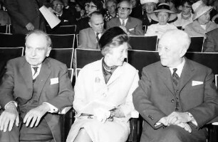 13. Tagung 1963 Medizin; Eröffnung Lindau 1.7.63: Otto Hahn, E. Schwarzhaupt, Max Born