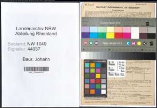 Entnazifizierung Johann Baur , geb. 17.04.1901 (Radiomechaniker)