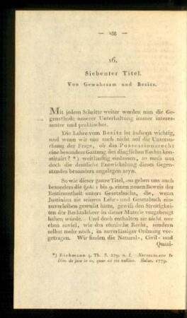 16. Siebenter Titel. Von Gewahrsam und Besitz.