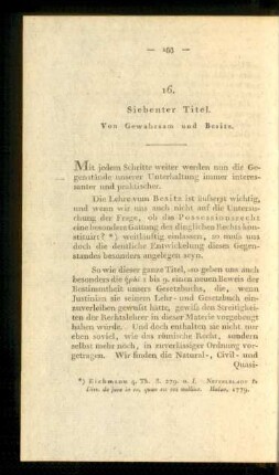 16. Siebenter Titel. Von Gewahrsam und Besitz.