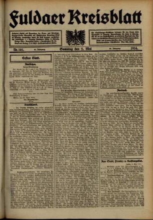 Erste Ausgabe vom Samstag, den 02. Mai 1914.