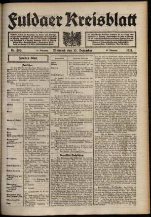 Zweite Ausgabe vom Mittwoch, den 13. Dezember 1911.