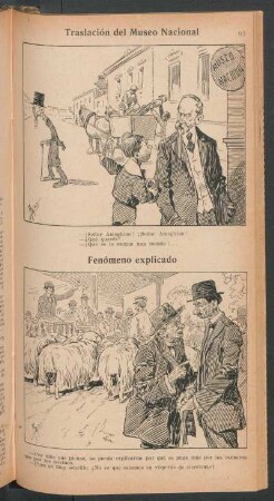 Traslación del Museo Nacional [y] Fenómeno explicado - [Viñetas cómicas]