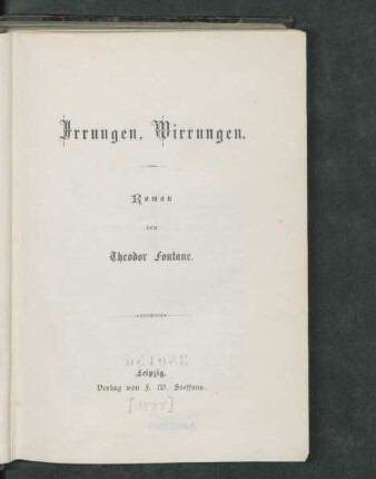Irrungen, Wirrungen : Roman