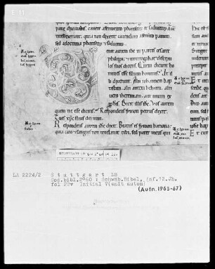 Bibel — Initiale V (enit autem), Folio 22 verso