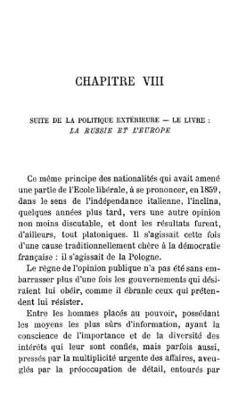 Chapitre VIII Suite De La Politique Extérieure - Le Livre: La Russie Et L'Europe