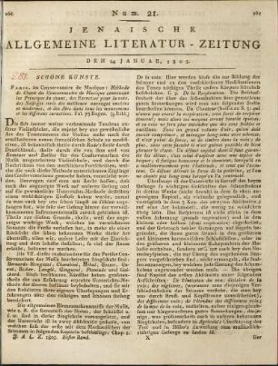 Num. 21. Den 24. Januar 1805