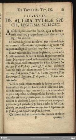 Titulus IX. De Altera Tutelae Specie, Legitima Scilicet