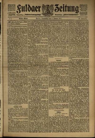 Erste Ausgabe vom Donnerstag, den 05. Januar 1911.