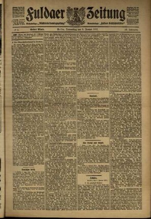 Erste Ausgabe vom Donnerstag, den 05. Januar 1911.