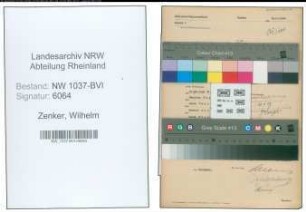 Entnazifizierung Wilhelm Zenker , geb. 23.02.1892 (Justizinspektor)