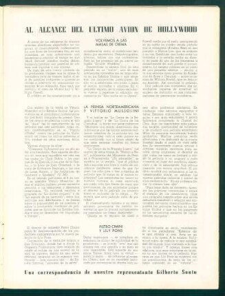 Al alcance del último avión de Hollywood - Una correspondencia de nuestro representante Gilberto Souto