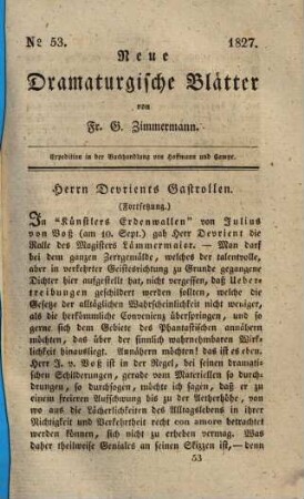 Neue dramaturgische Blätter, 2. 1827/28