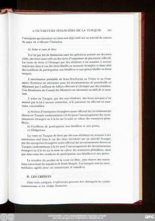 B. Les Crédits