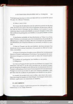 B. Les Crédits