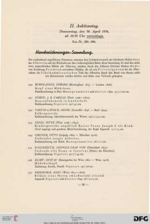 II. Auktionstag: Donnerstag, den 30. April 1936, ab 10.30 vormittags (Nr. 250-364)
