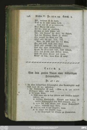Catech. 9. Von dem großen Nutzen einer frühzeitigen Frömmigkeit. Fr. 40 - 42.