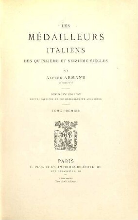 Les médailleurs italiens des quinzième et seizième siècles, 1