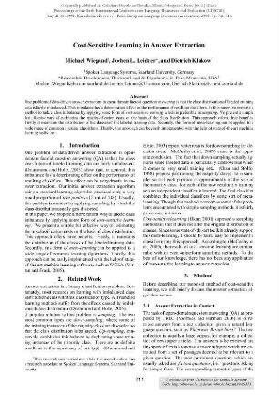 Cost-Sensitive Learning in Answer Extraction
