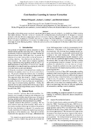 Cost-Sensitive Learning in Answer Extraction