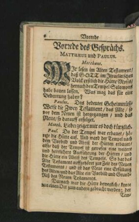 Vorrede des Gesprächs. Matthaeus und Paulus.
