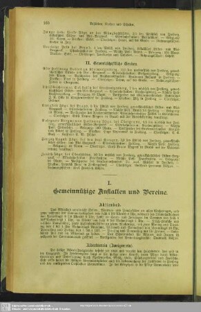 I. Gemeinnützige Anstalten und Vereine