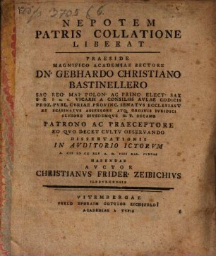 Nepotem patris, collatione liberat